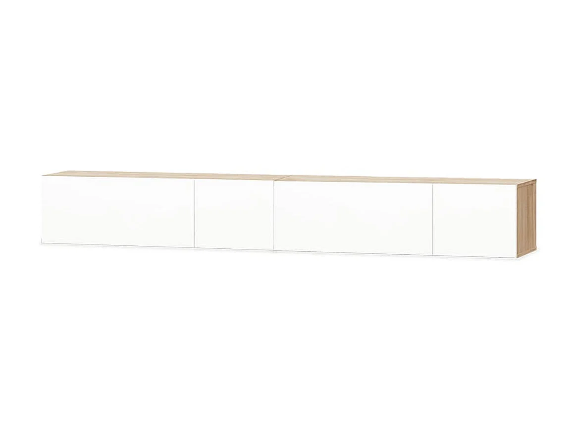 Meubles TV 2 pcs bois d’ingénierie chêne et blanc brillant BE69376