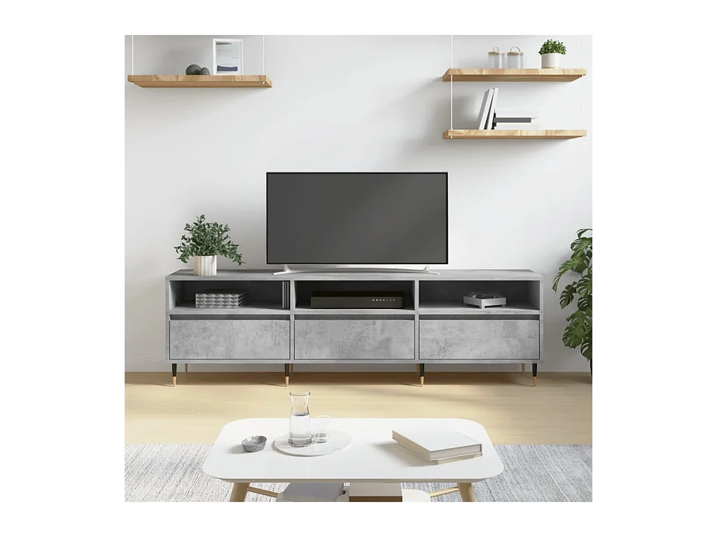 Tv-meubel 150x30x44,5 cm bewerkt hout betongrijs NL221079