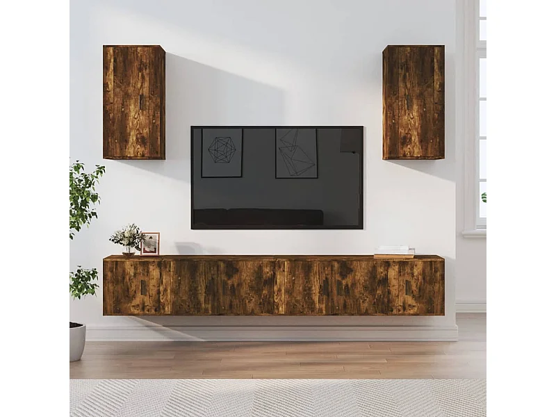 Ensemble de meubles TV 6 pcs Chêne fumé Bois d'ingénierie BE59806