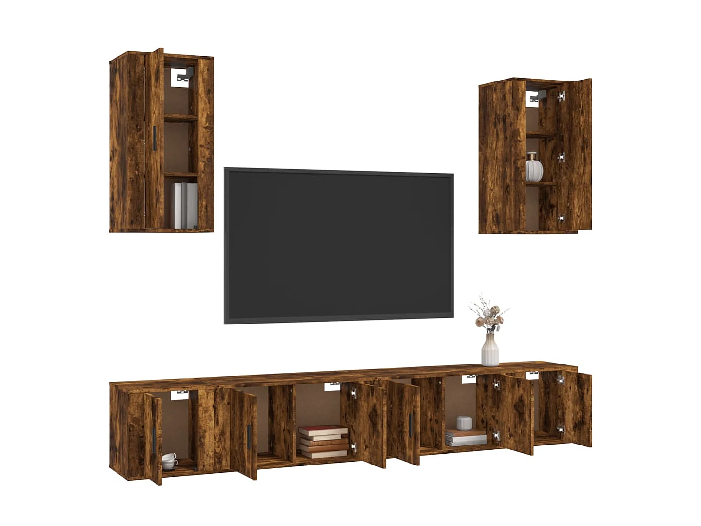 Set di Mobili Porta TV | Armadietti TV 6 pz Rovere Fumo in Legno Multistrato