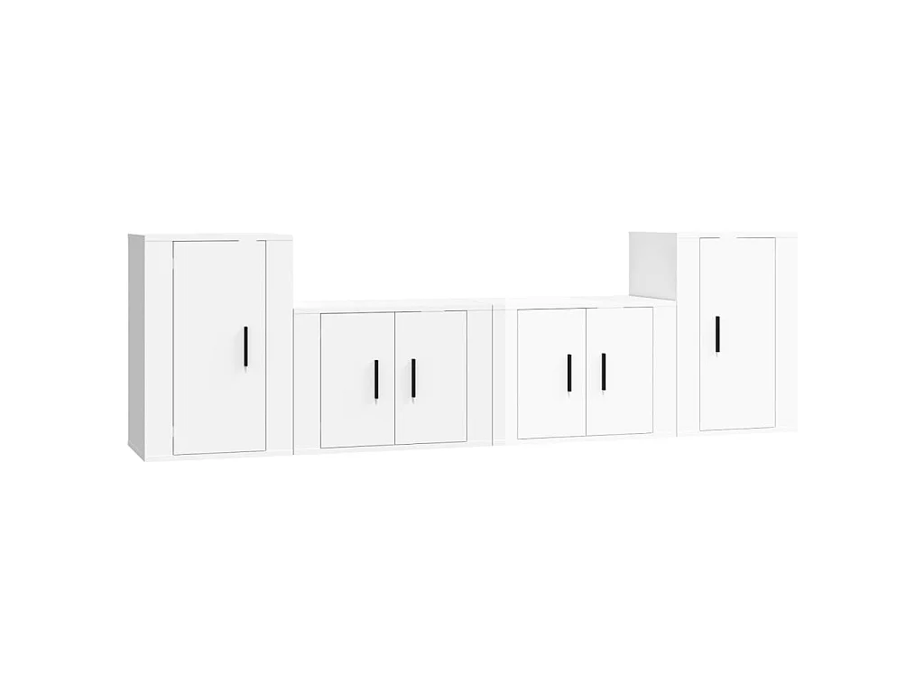 Set de muebles de TV 4 pzas madera contrachapada blanco brillo ES68500