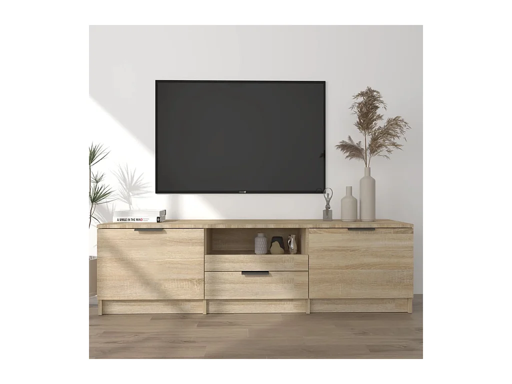 Tv-meubel 140x35x40 cm bewerkt hout sonoma eikenkleurig NL35844