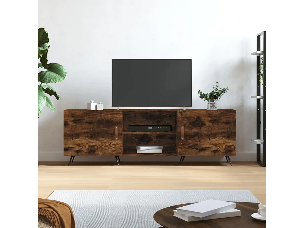 Meuble TV chêne fumé 150x30x50 cm bois d'ingénierie BE33057