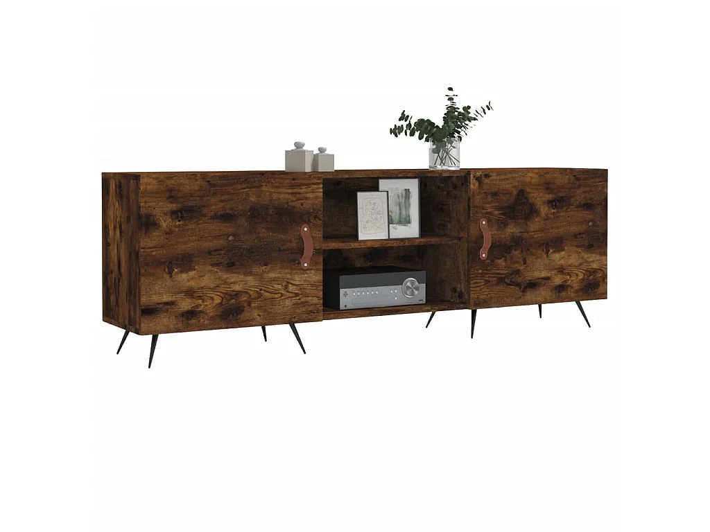 Meuble TV chêne fumé 150x30x50 cm bois d'ingénierie BE33057