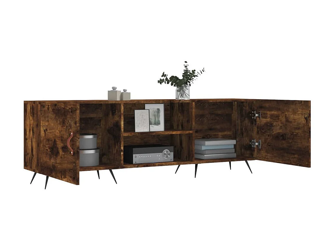 Meuble TV chêne fumé 150x30x50 cm bois d'ingénierie BE33057