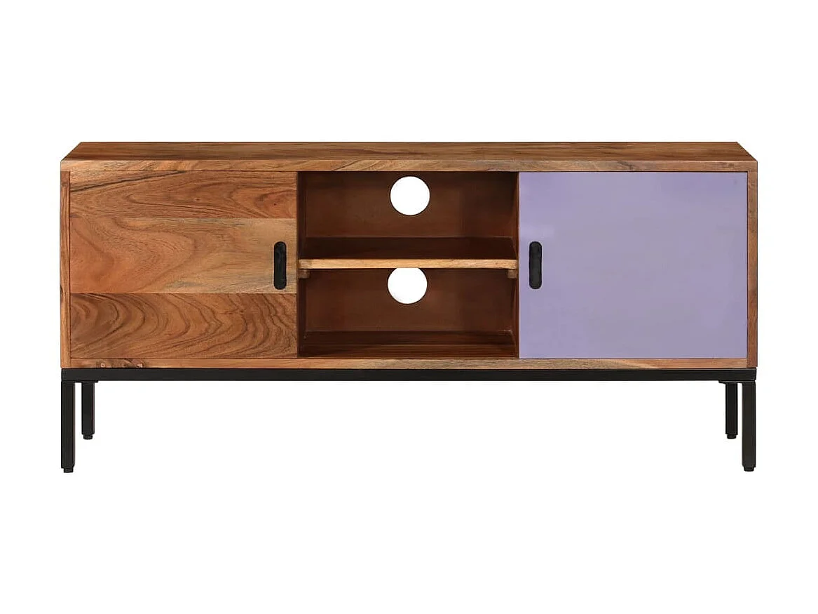 TV-Schrank,TV-Möbel Honigbraun und Grau 110x30x50 cm Massivholz Akazie -gkd575465