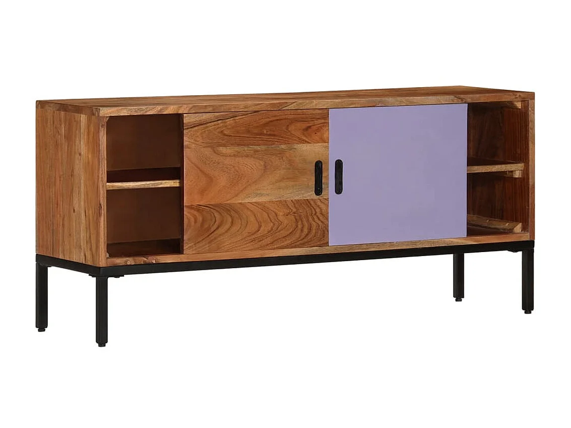 Meuble TV Marron miel et gris 110x30x50 cm Bois massif d'acacia BE36547