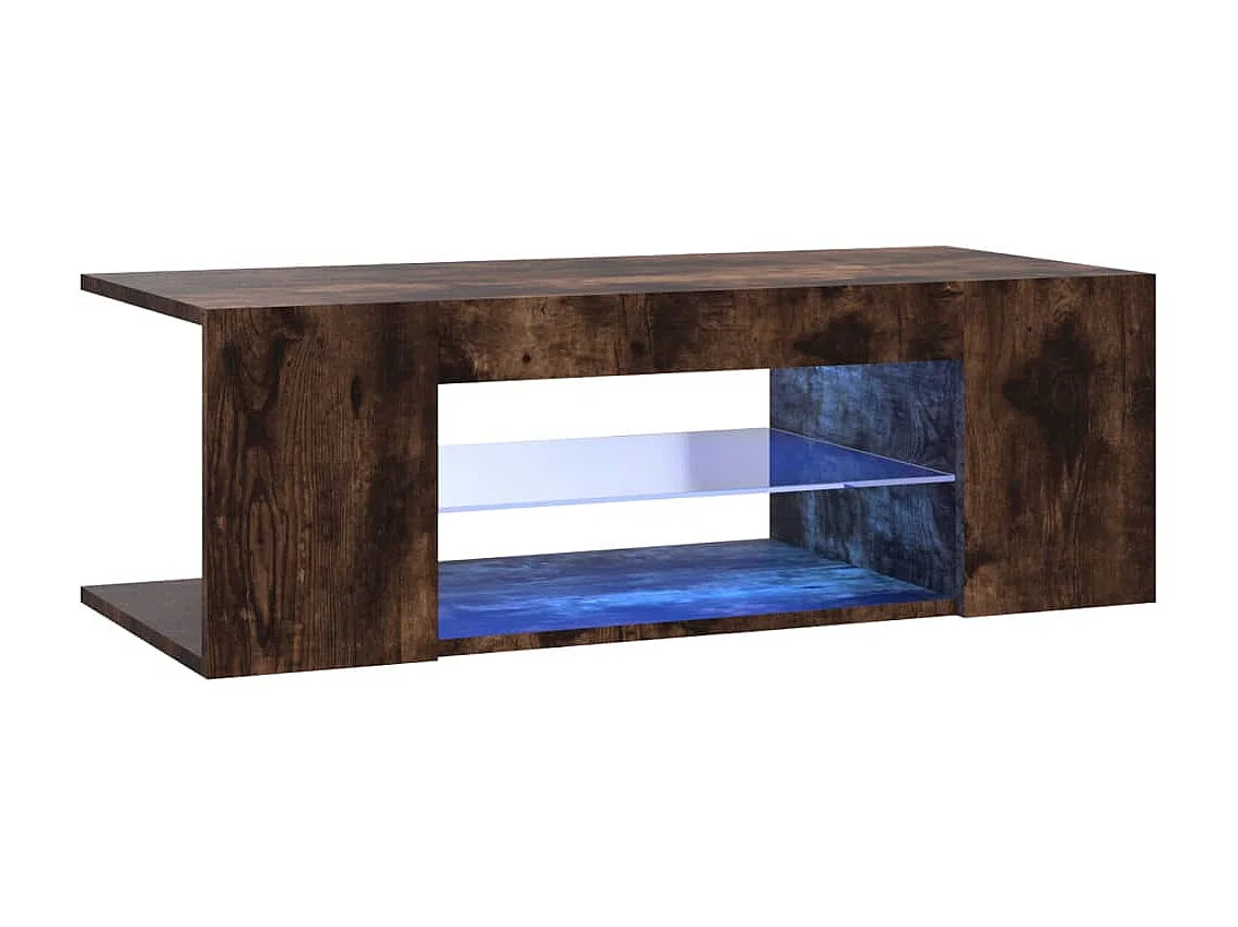 Meuble TV avec lumières LED Chêne fumé 90x39x30 cm BE56744