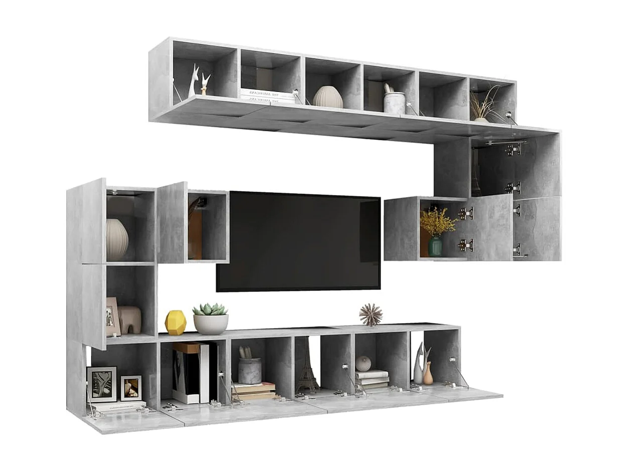 Meubles TV 10 pcs BEis béton Aggloméré BE25496