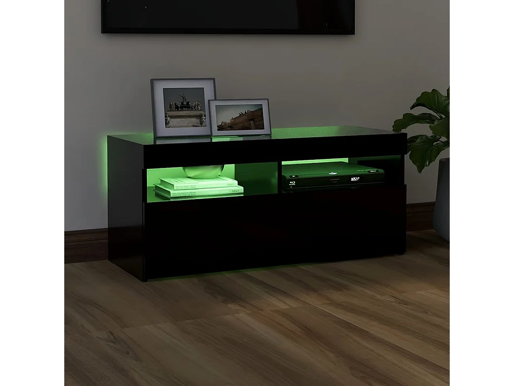 Meuble TV avec lumières LED noir 90x35x40 cm BE86283