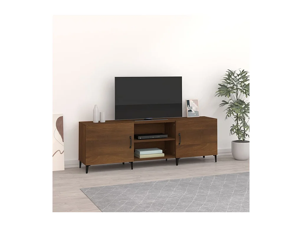 Tv-meubel 150x30x50 cm bewerkt hout bruin eikenkleur NL66659