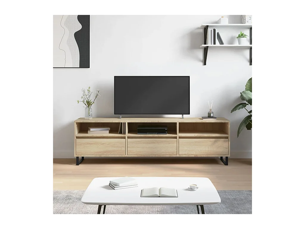 Tv-meubel | Tv-Bank | TV-kast150x30x44,5 cm bewerkt hout sonoma eikenkleurig