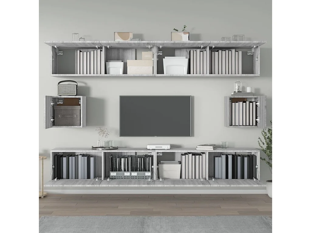 6-tlg. TV-Schrank-Set,TV-Möbel Grau Sonoma Holzwerkstoff -gkd579373