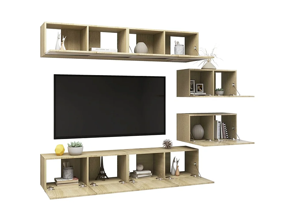 6-delige Tv-meubelset bewerkt hout sonoma eikenkleurig NL75741