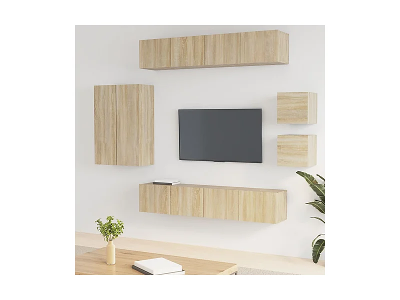 8-tlg. TV-Schrank-Set,TV-Möbel Sonoma-Eiche Holzwerkstoff -gkd123050