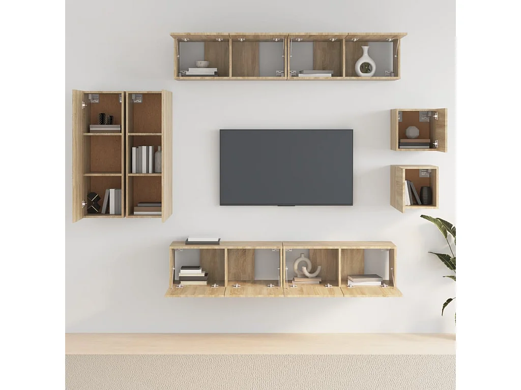 Ensemble de meubles TV 8 pcs Chêne sonoma Bois d'ingénierie BE47971
