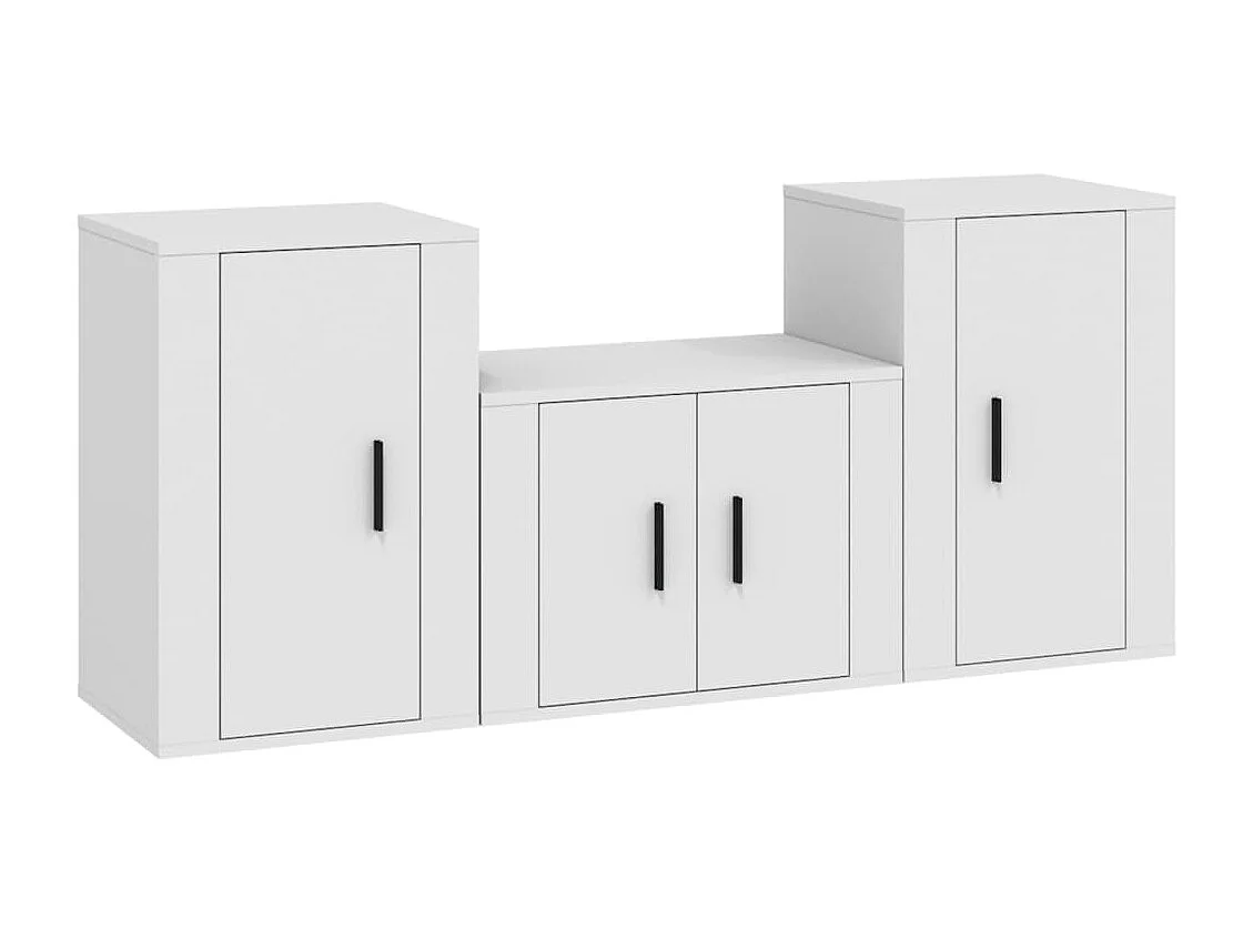 Set de muebles de TV 3 piezas madera contrachapada blanco ES86378