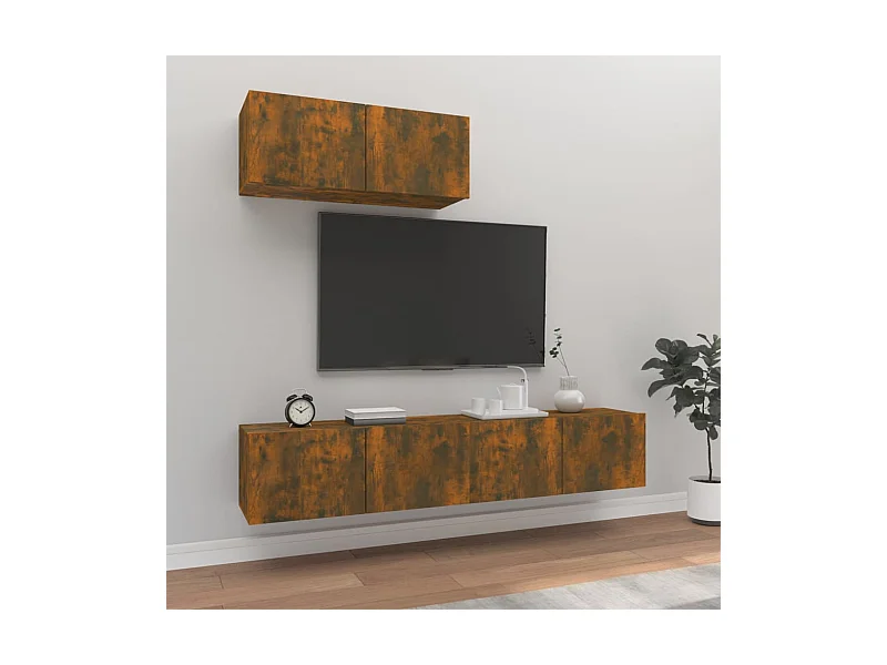 3-tlg. TV-Schrank-Set,TV-Möbel Räuchereiche Holzwerkstoff -gkd181788