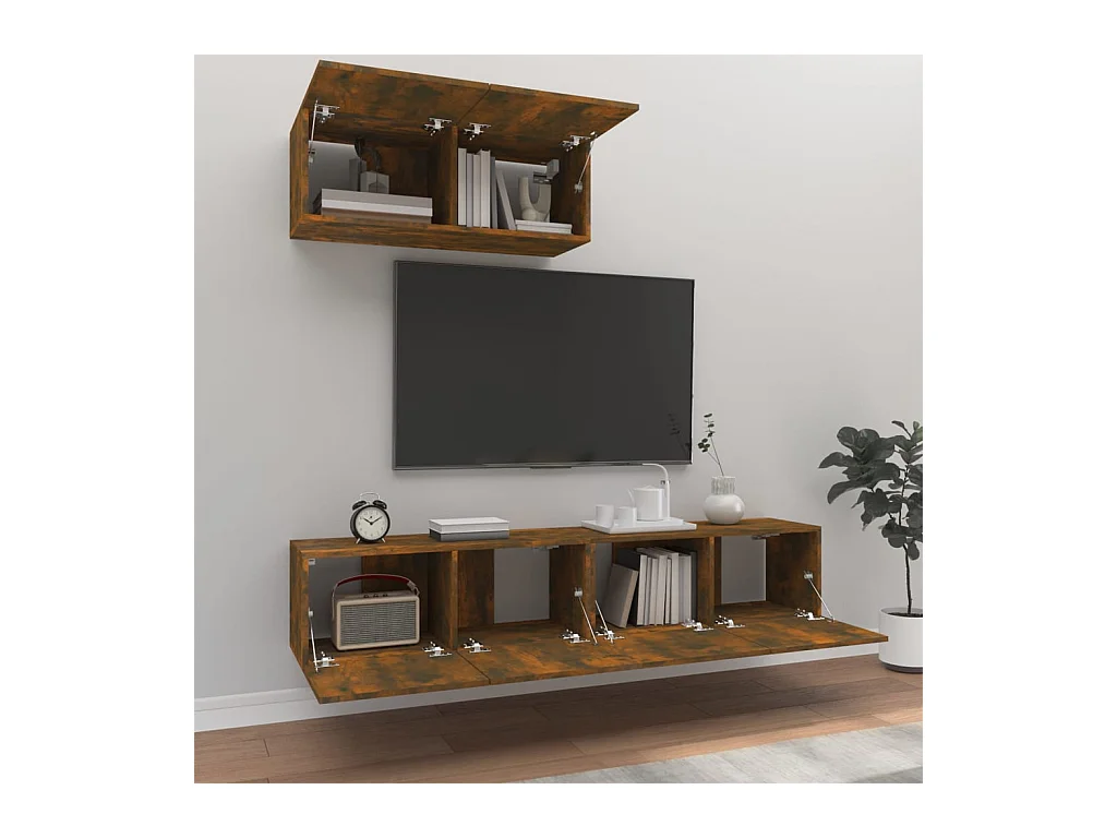 Ensemble de meubles TV 3 pcs Chêne fumé Bois d'ingénierie BE39873