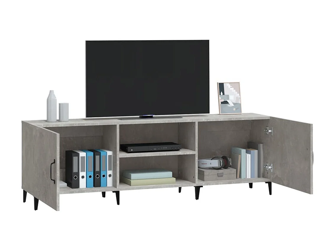 Meuble TV Gris béton 150x30x50 cm Bois d'ingénierie BE45192