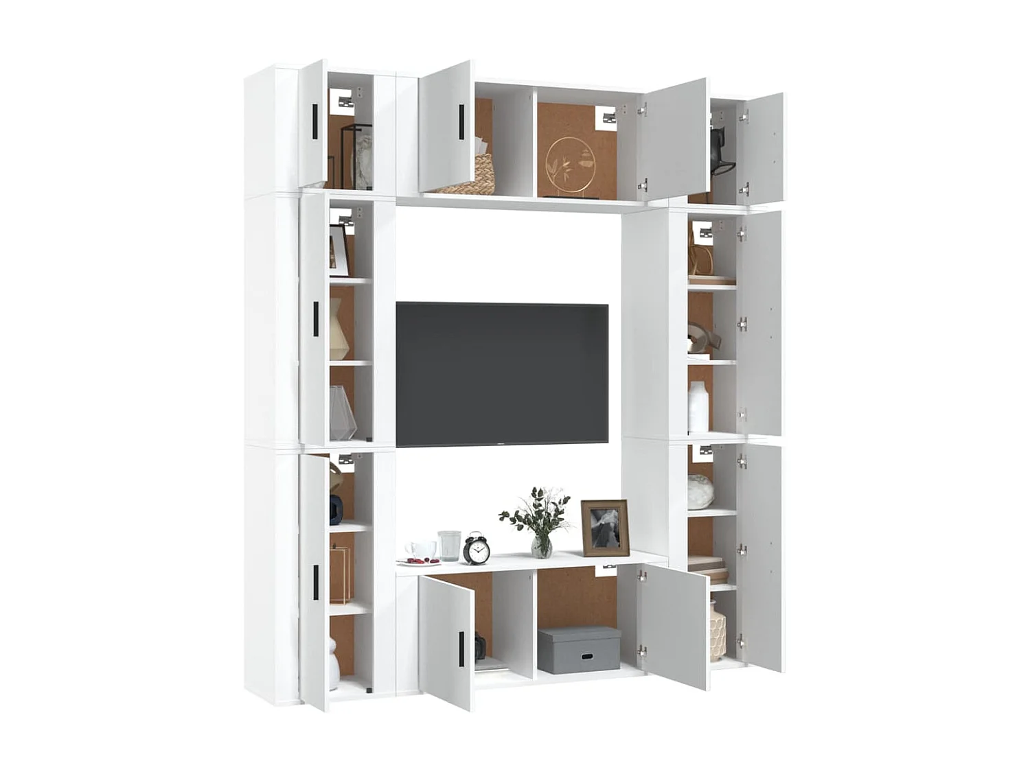 Meubles TV 8 pcs Blanc Bois d'ingénierie BE34510
