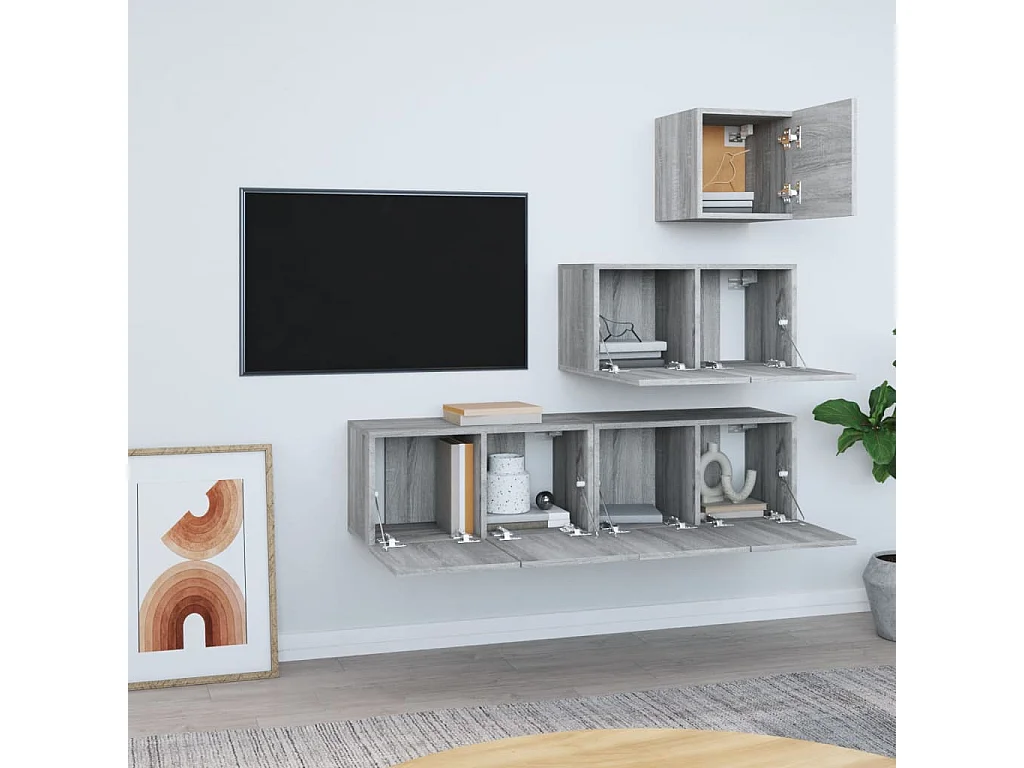 Meubles TV 4 pcs Sonoma gris Bois d'ingénierie BE28677