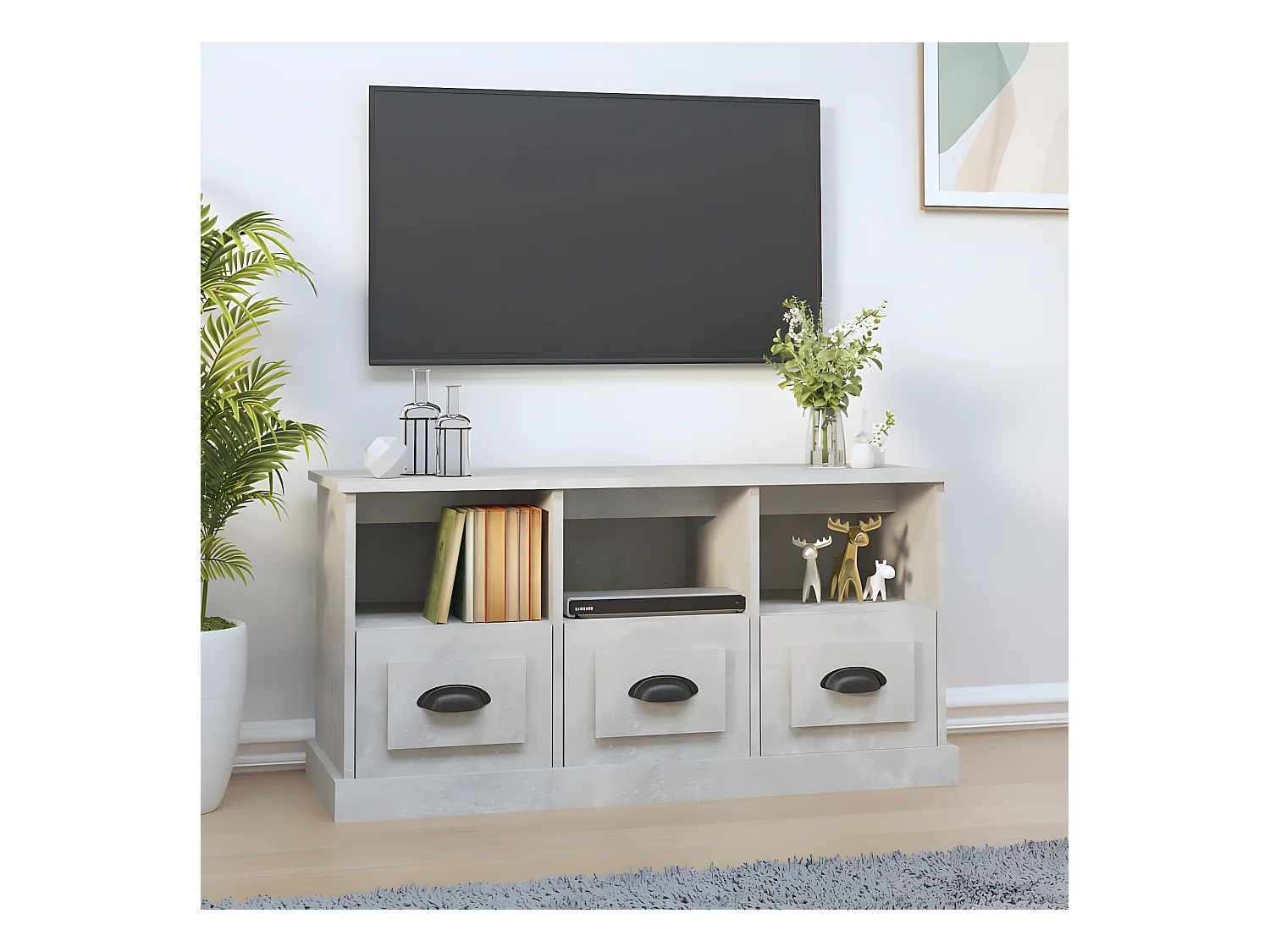 Meuble TV Gris béton 100x35x50 cm bois d'ingénierie BE43319
