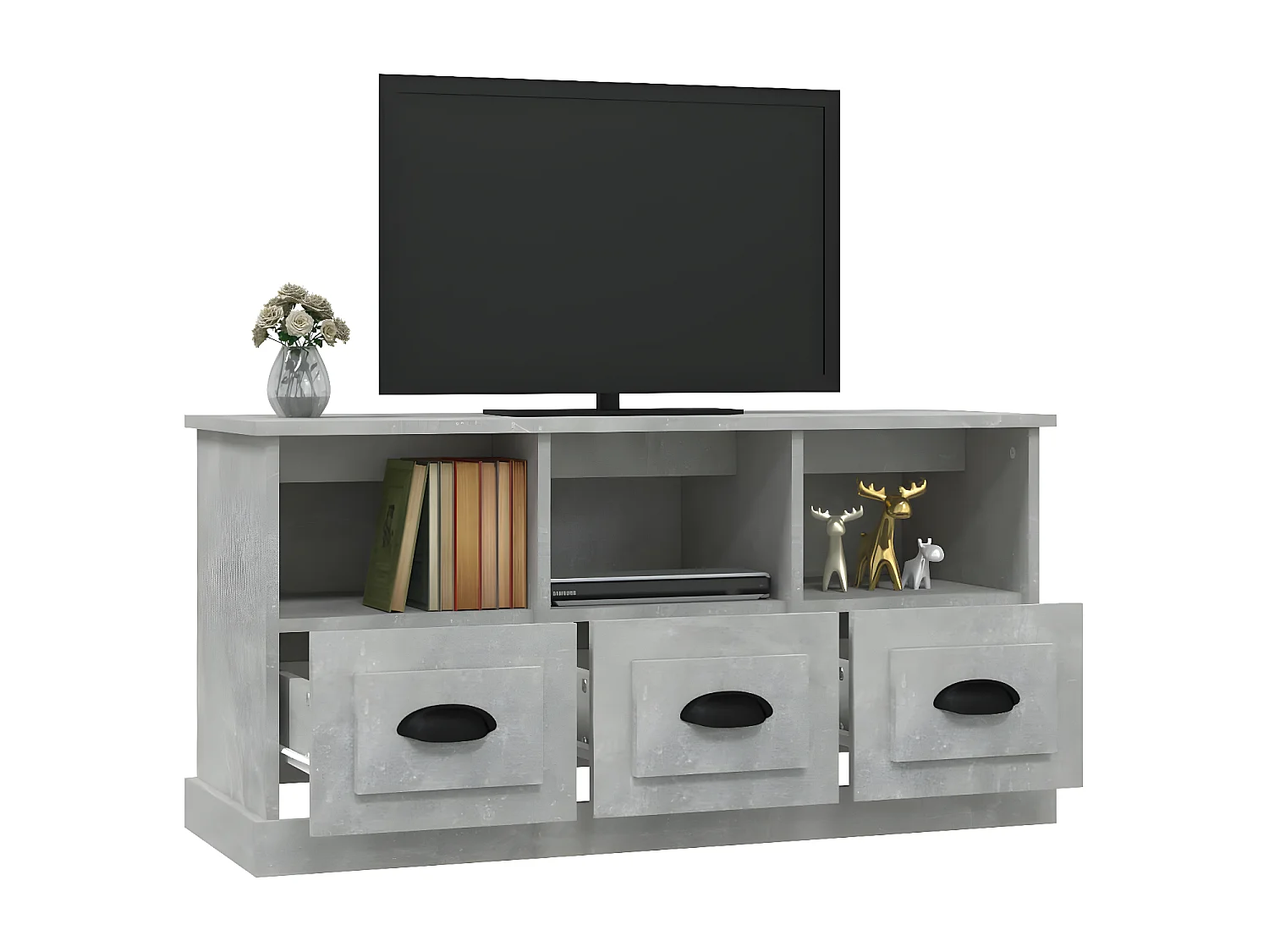 Meuble TV Gris béton 100x35x50 cm bois d'ingénierie BE43319