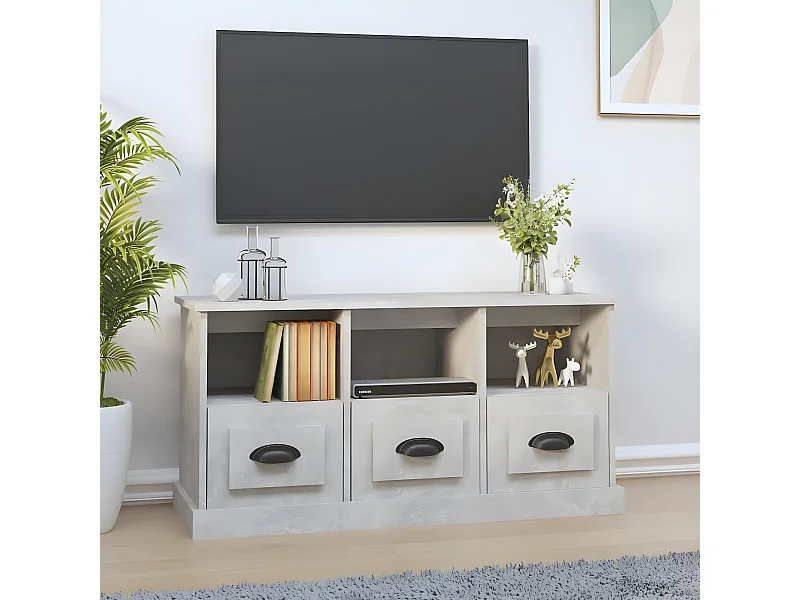 Meuble TV Gris béton 100x35x50 cm bois d'ingénierie BE43319