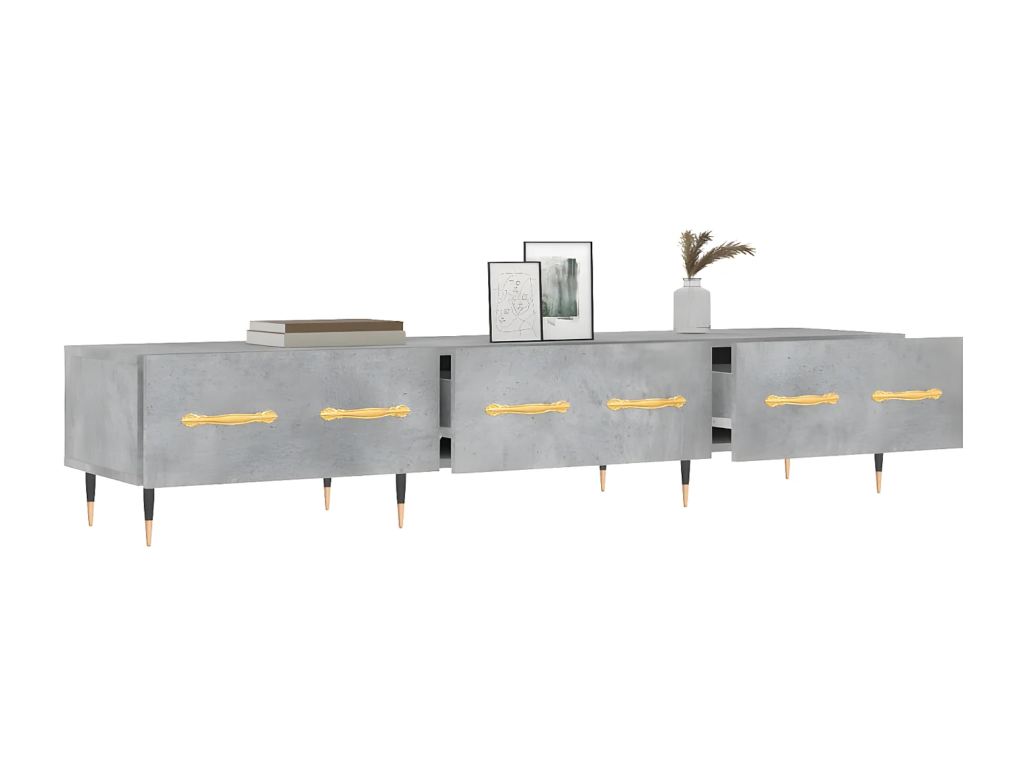 Meuble TV BEis béton 150x36x30 cm bois d'ingénierie BE48228