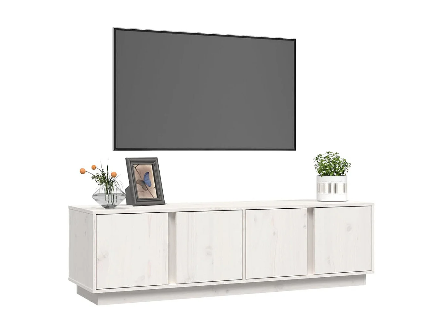 Móvel de TV 140x40x40 cm madeira de pinho maciça branco PT160852