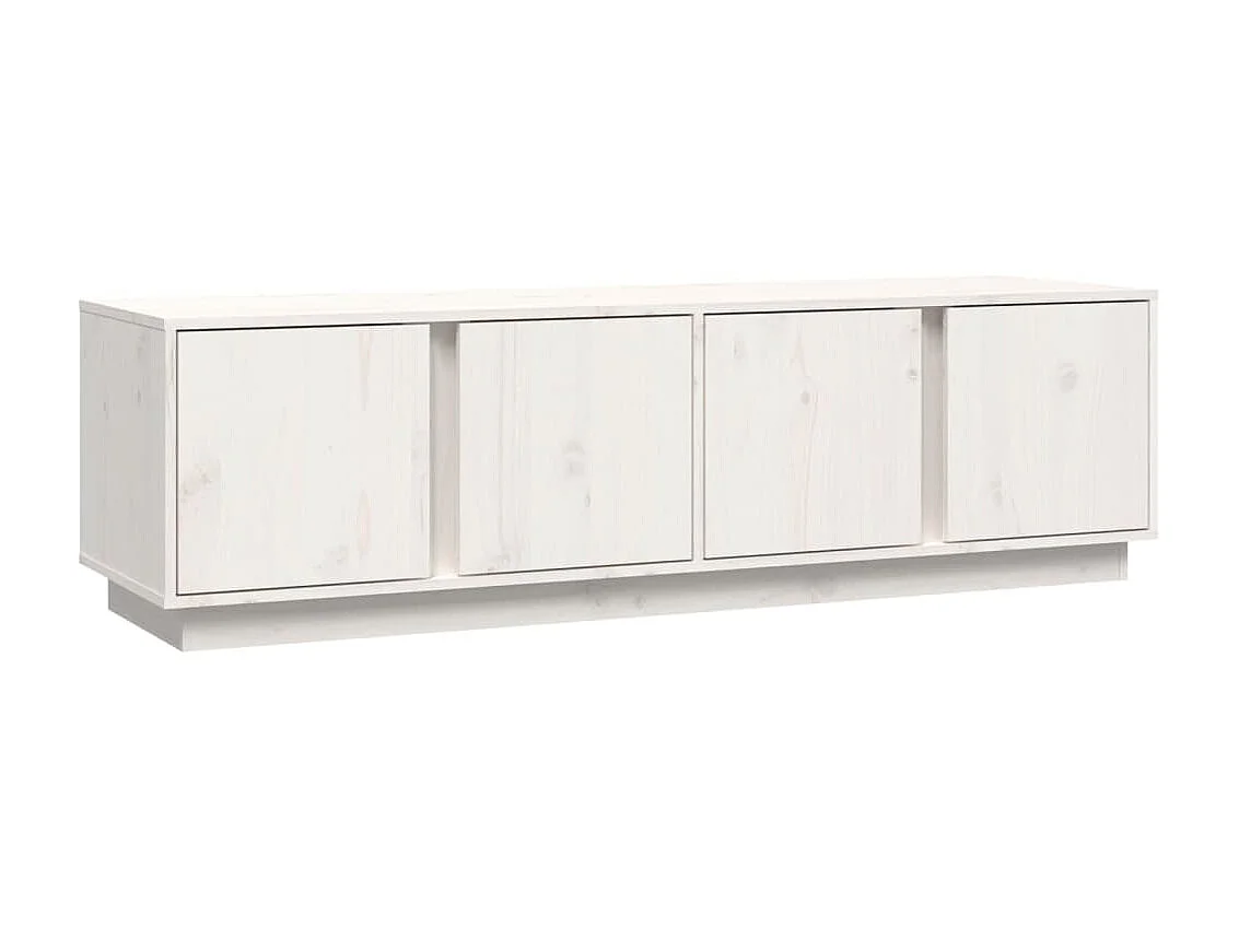 Meuble TV Blanc 140x40x40 cm Bois de pin massif BE17574