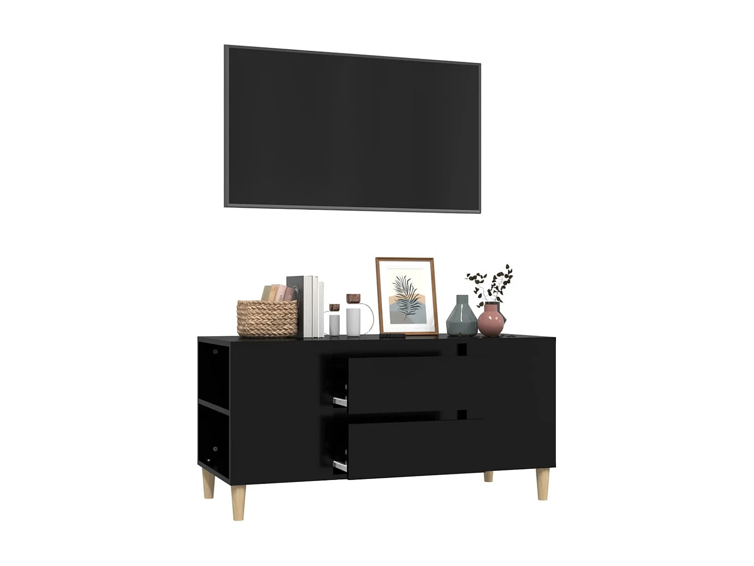 TV-Schrank,TV-Möbel Schwarz 102x44,5x50 cm Holzwerkstoff -gkd719451