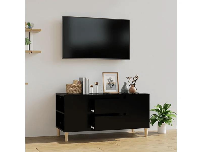 Meuble TV Noir 102x44,5x50 cm Bois d'ingénierie BE88508