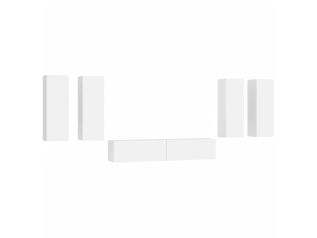 Set de muebles para TV 6 piezas madera contrachapada blanco ES90391
