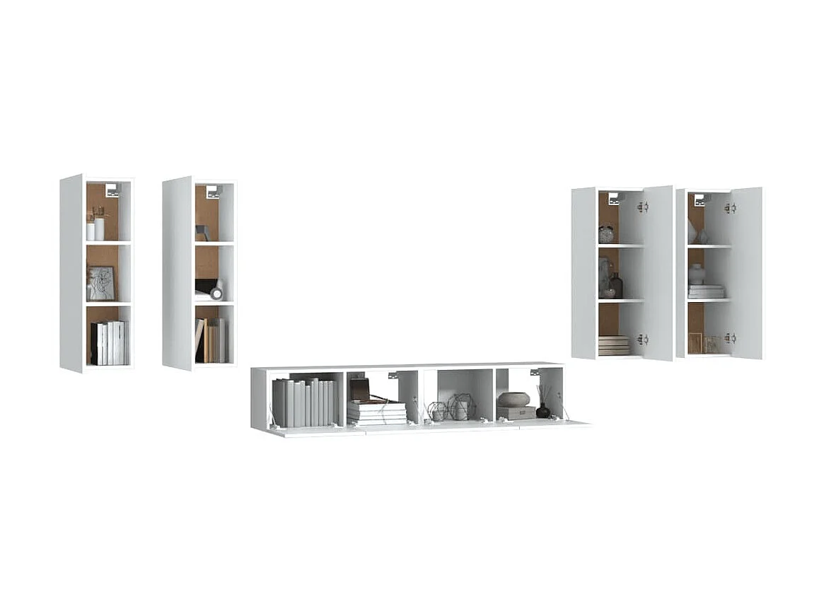 Set de muebles para TV 6 piezas madera contrachapada blanco ES90391