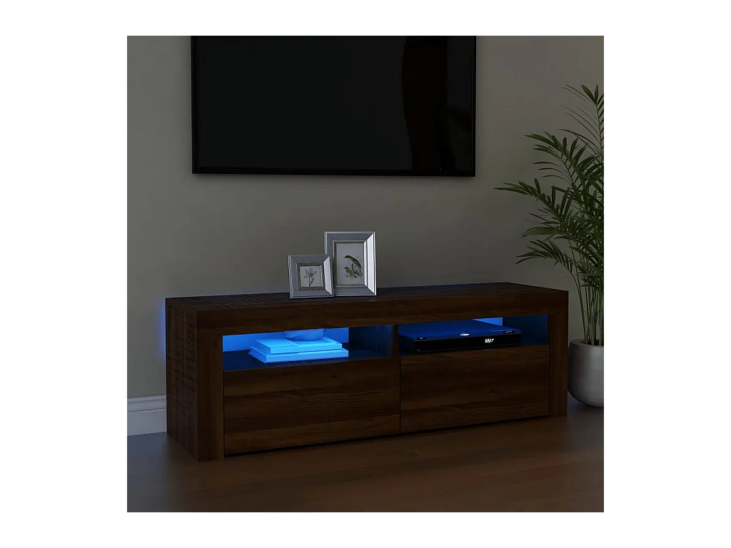 Meuble TV avec lumières LED chêne marron 120x35x40 cm BE39347