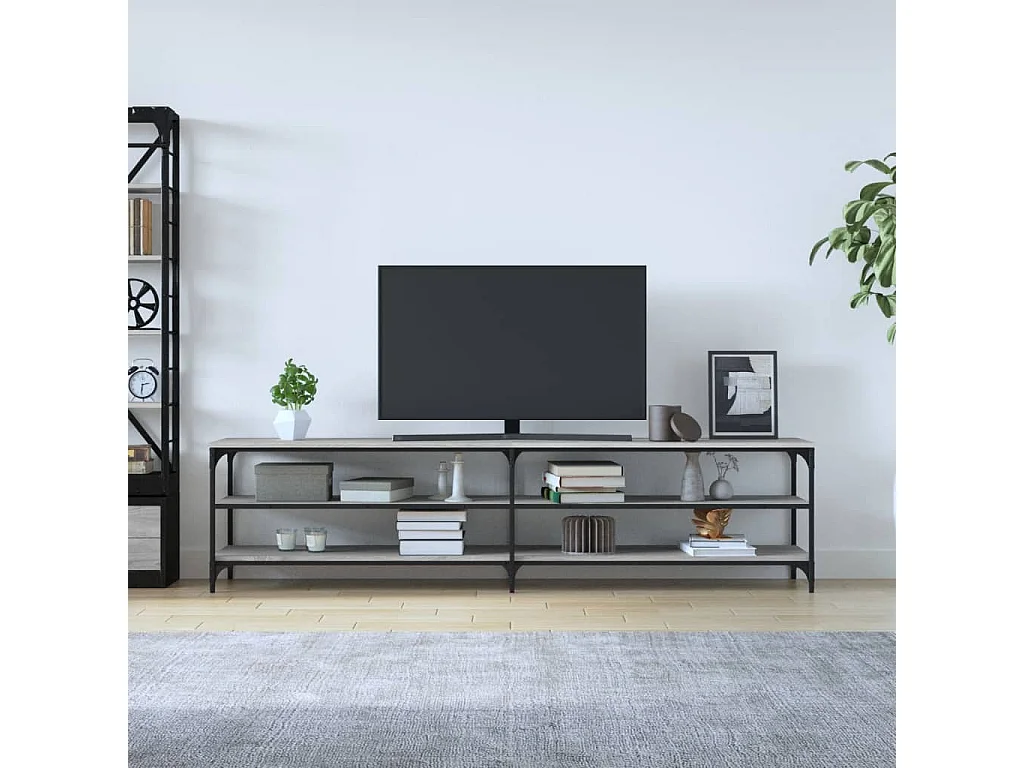Meuble TV Sonoma gris 200x30x50 cm bois d'ingénierie et métal BE67412