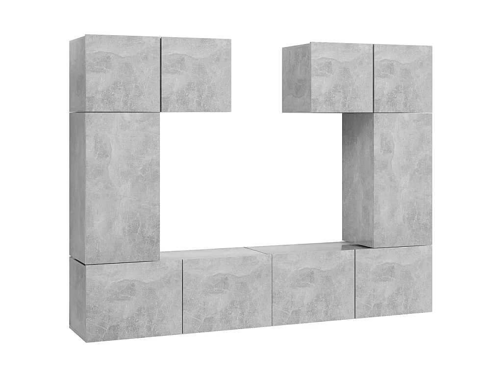 6 pcs conjunto de móveis de TV contraplacado cinzento cimento PT368020