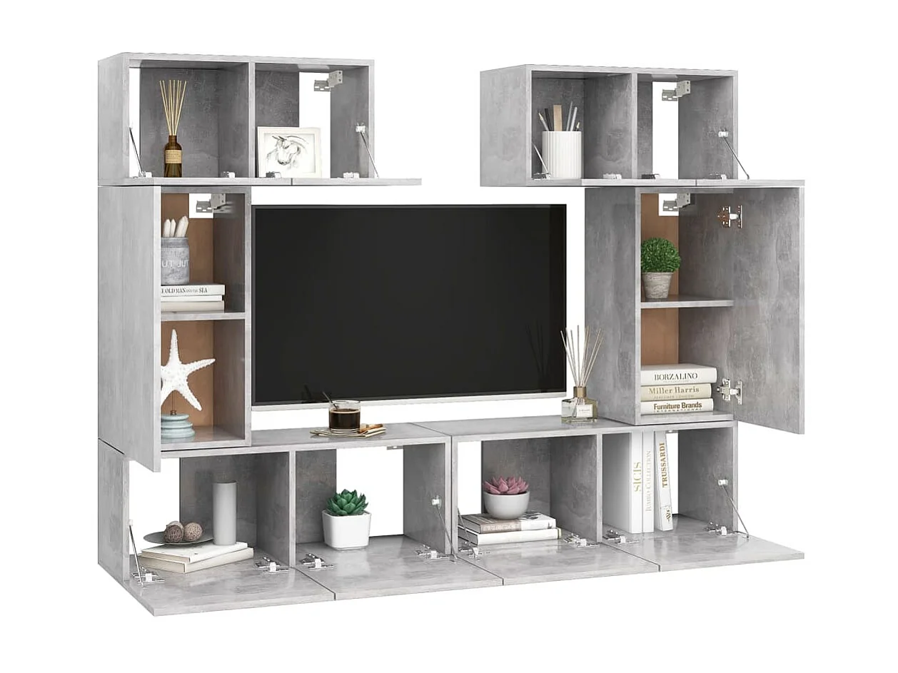 Meubles TV 6 pcs BEis béton Aggloméré BE20960