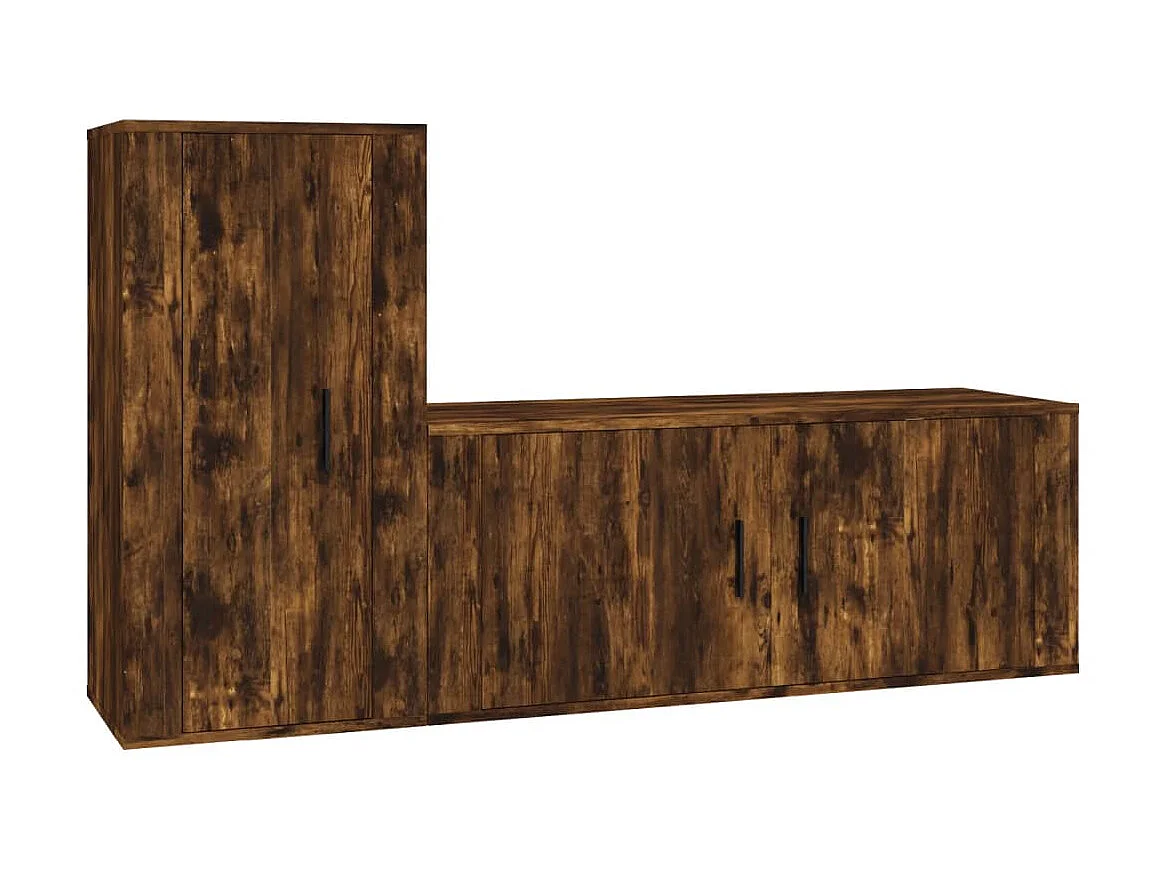 Set de muebles de TV 2 pzas madera contrachapada roble ahumado ES82297