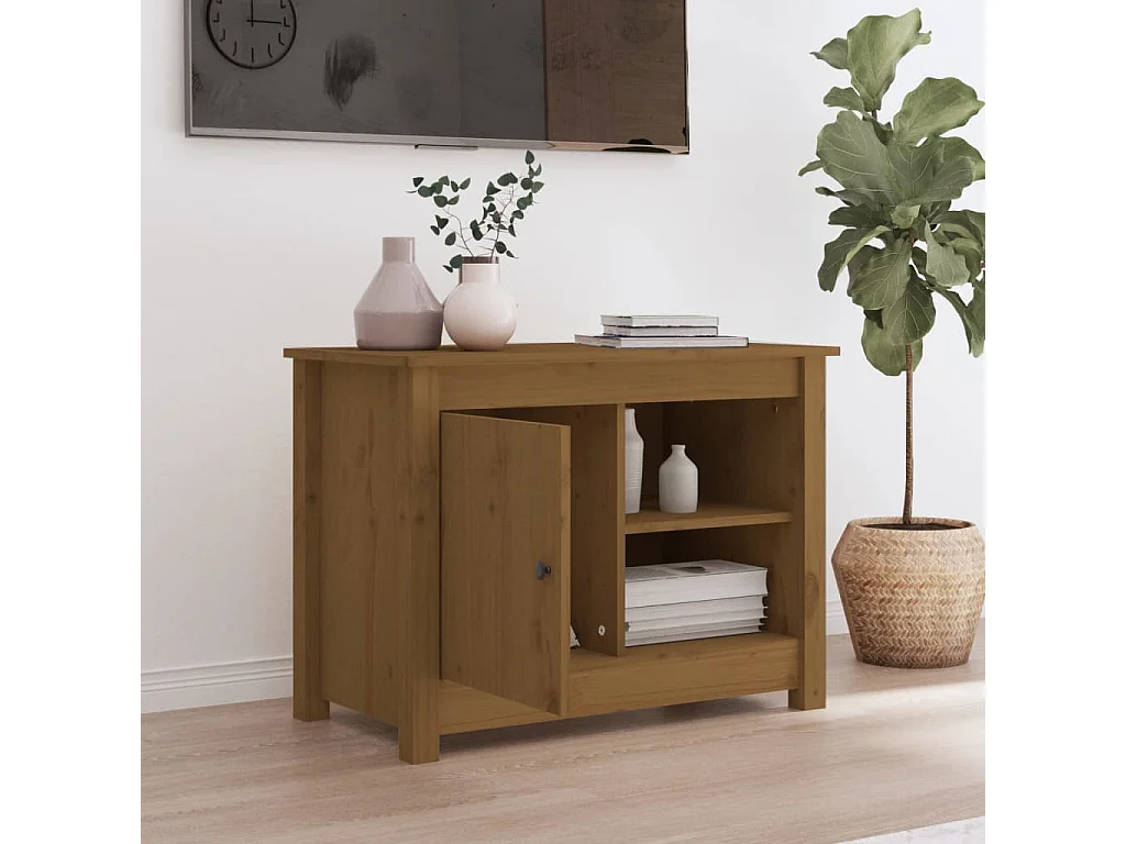 Meuble TV Marron miel 70x36,5x52 cm Bois de pin massif BE49206