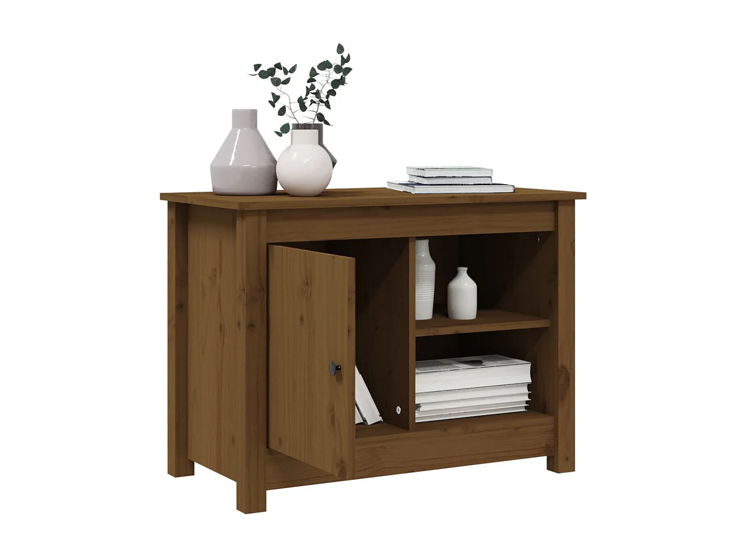 Meuble TV Marron miel 70x36,5x52 cm Bois de pin massif BE49206