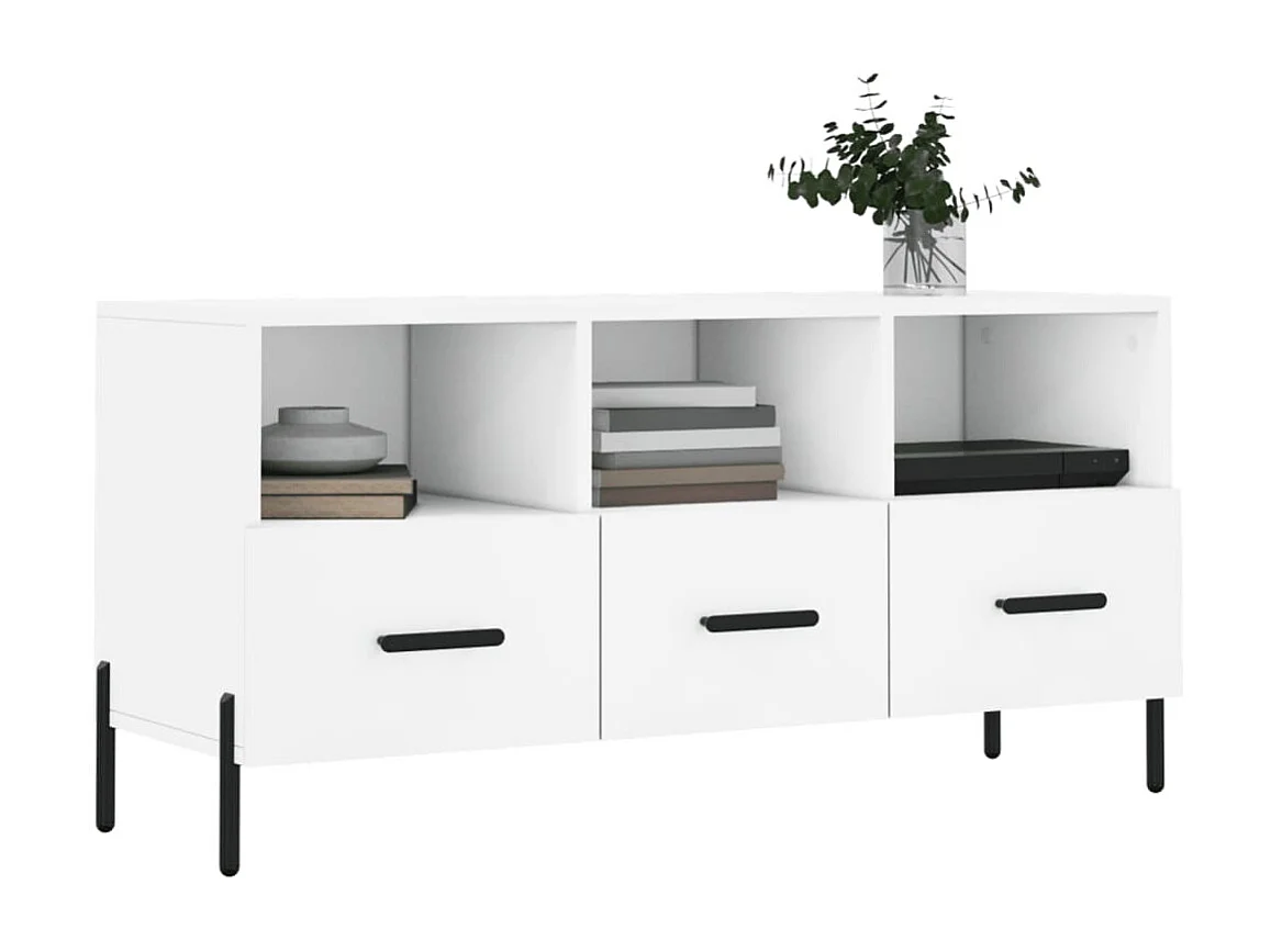 Meuble TV blanc 102x36x50 cm bois d'ingénierie BE70063