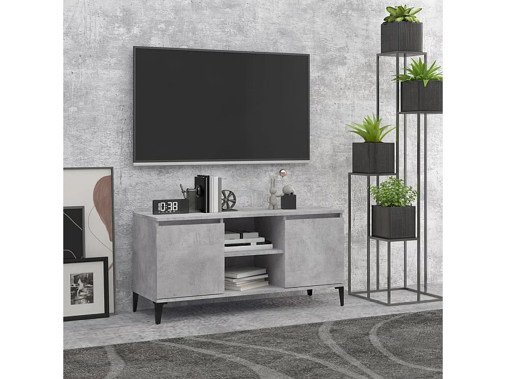 Meuble TV avec pieds en métal Gris béton 103,5x35x50 cm BE80896