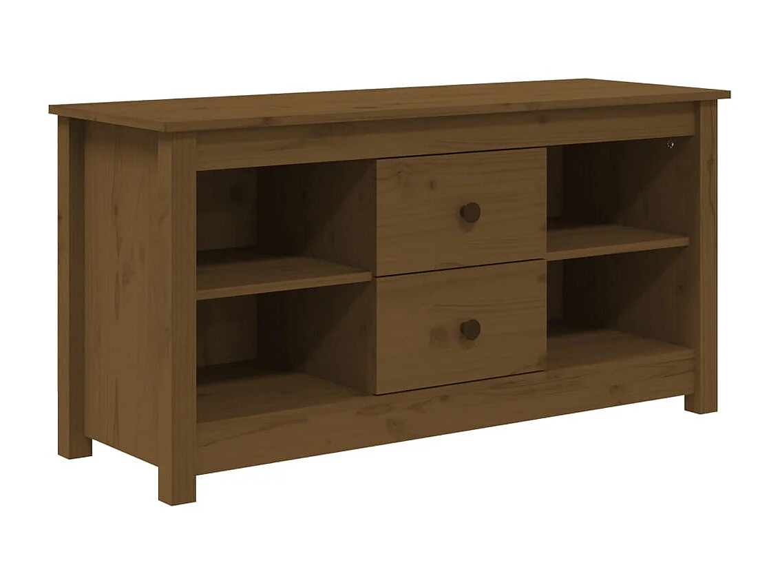 Meuble TV Marron miel 103x36,5x52 cm Bois de pin massif BE83053