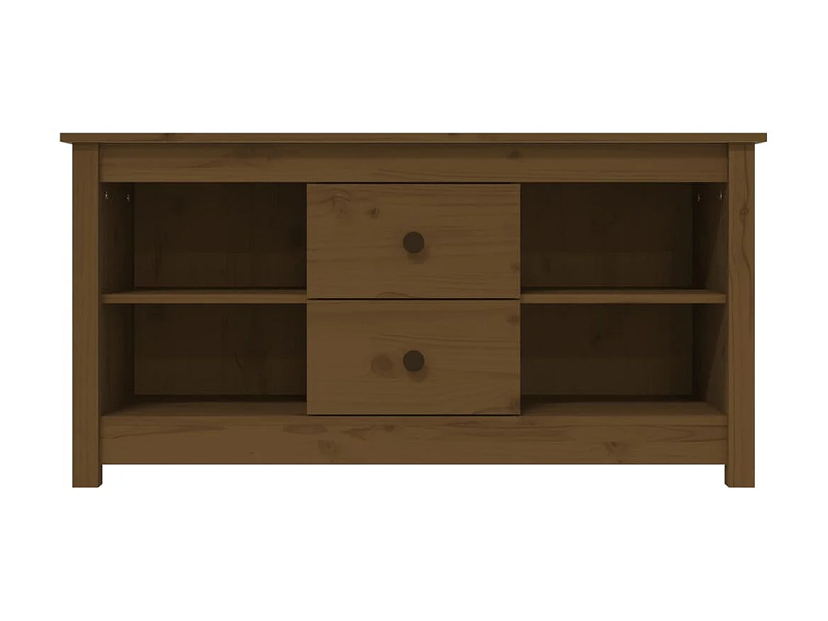 Meuble TV Marron miel 103x36,5x52 cm Bois de pin massif BE83053
