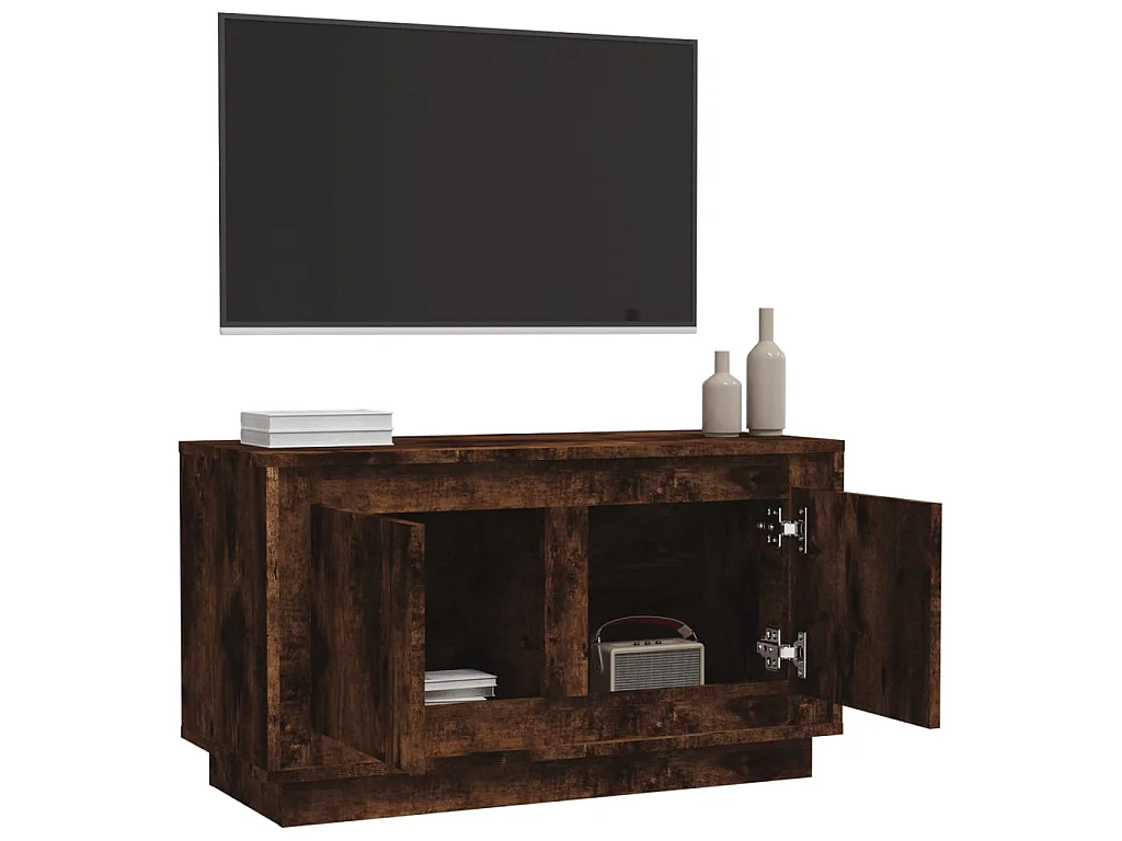 Meuble TV chêne fumé 80x35x45 cm bois d'ingénierie BE74409