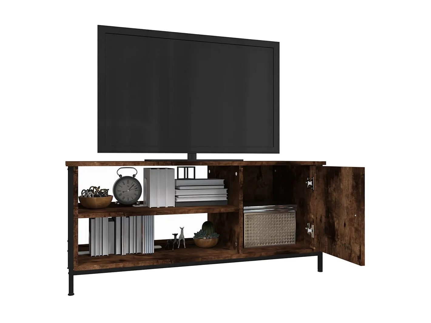 Meuble TV Chêne fumé 100x40x45 cm bois d'ingénierie LWW58284