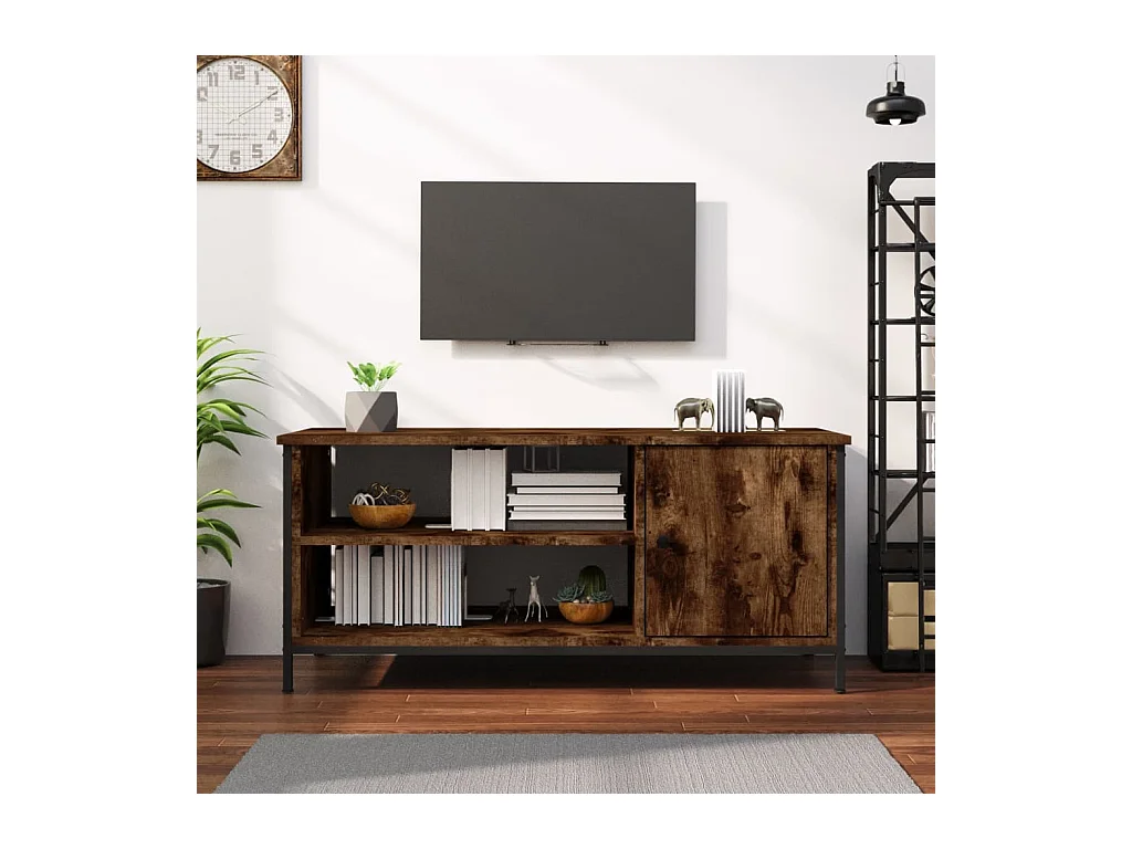 Meuble TV Chêne fumé 100x40x45 cm bois d'ingénierie LWW58284